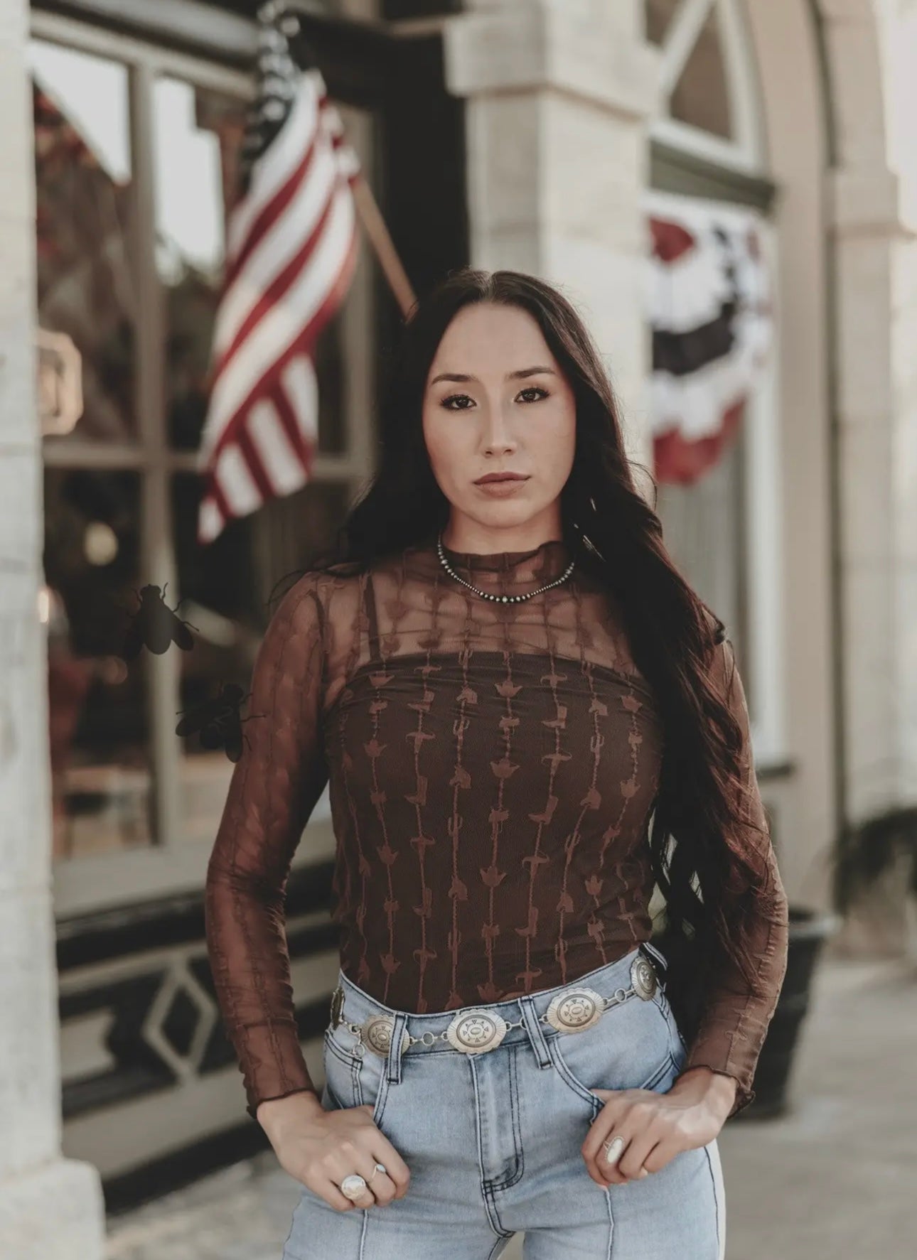 Lariat Lace Mesh Top