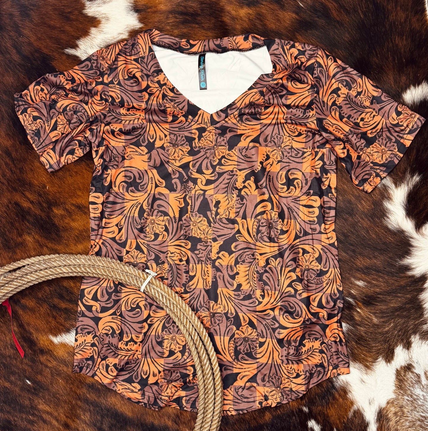 Checked in Tooled Top