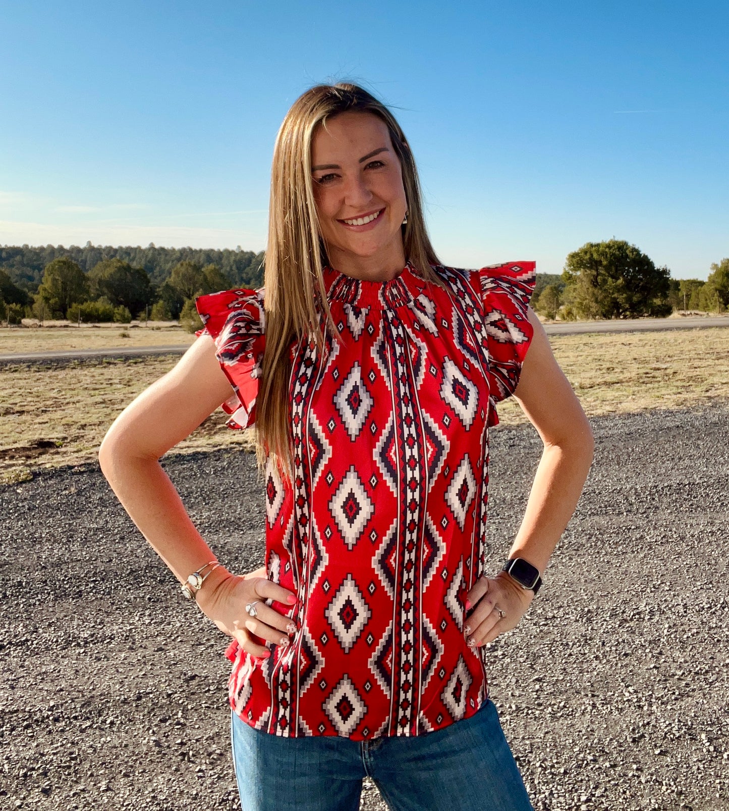 Red Aztec Top
