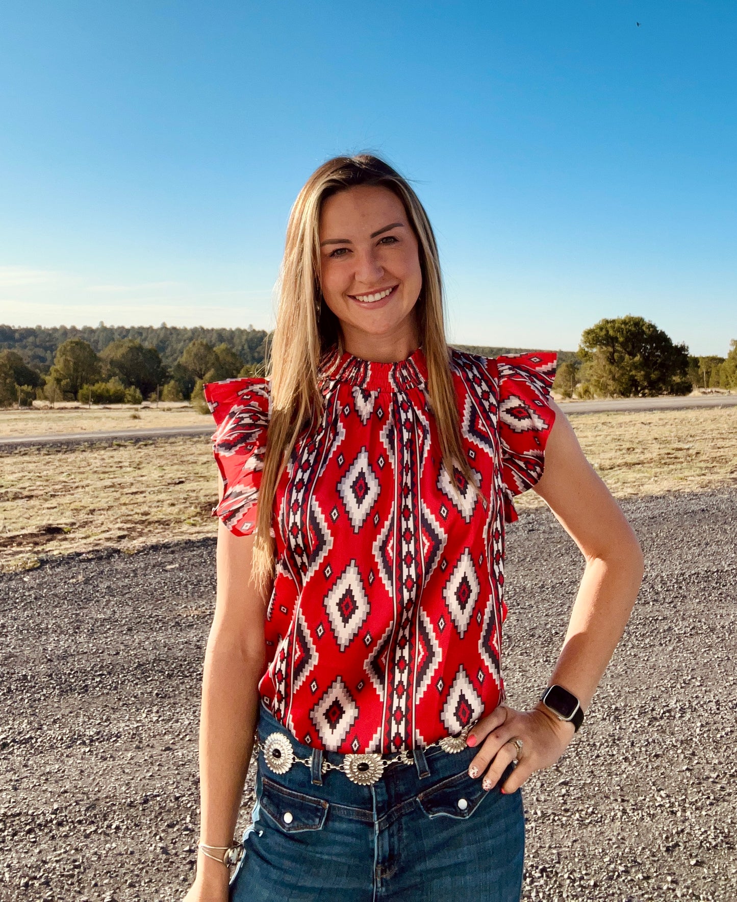 Red Aztec Top